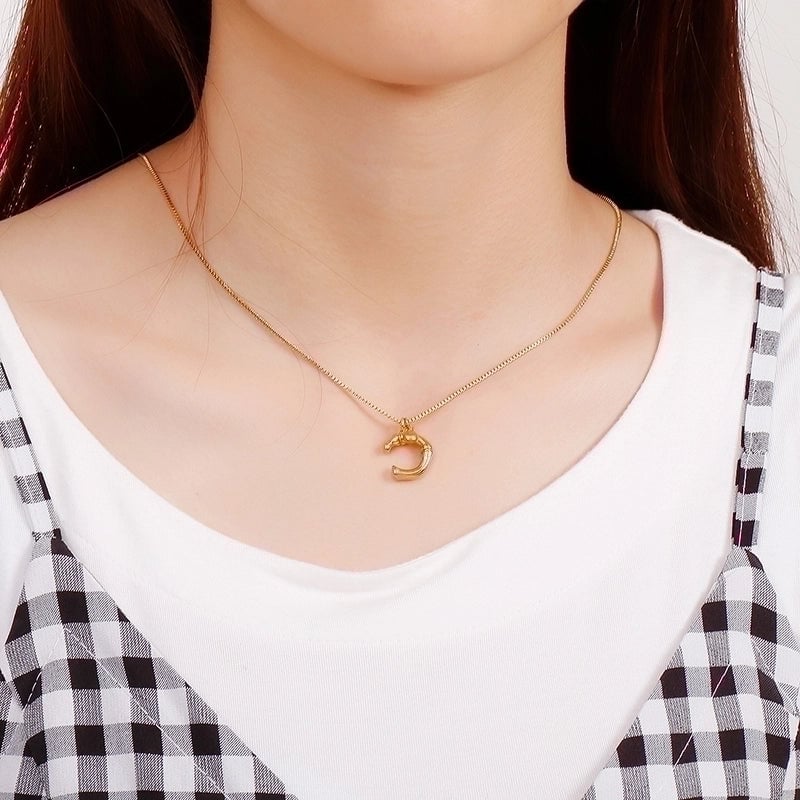Titanium Steel 18K Gold Plated Minimalist Commute Patchwork Letter Necklace