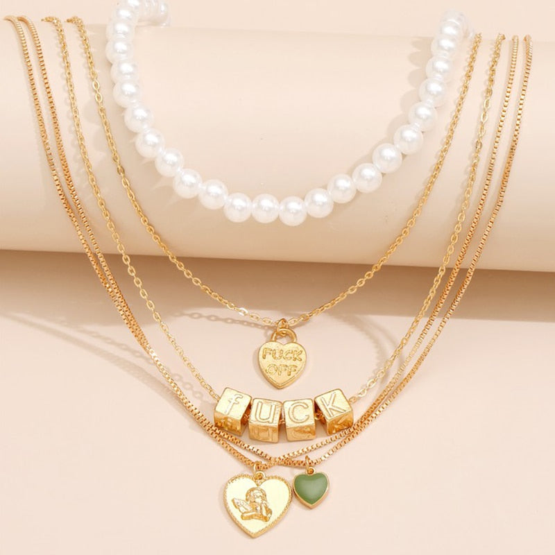 Fuck Off Necklace Set (4 Pcs)