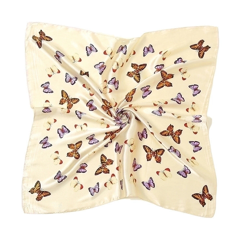 Women's Sweet Color Block Star Butterfly Satin Printing Silk Scarves