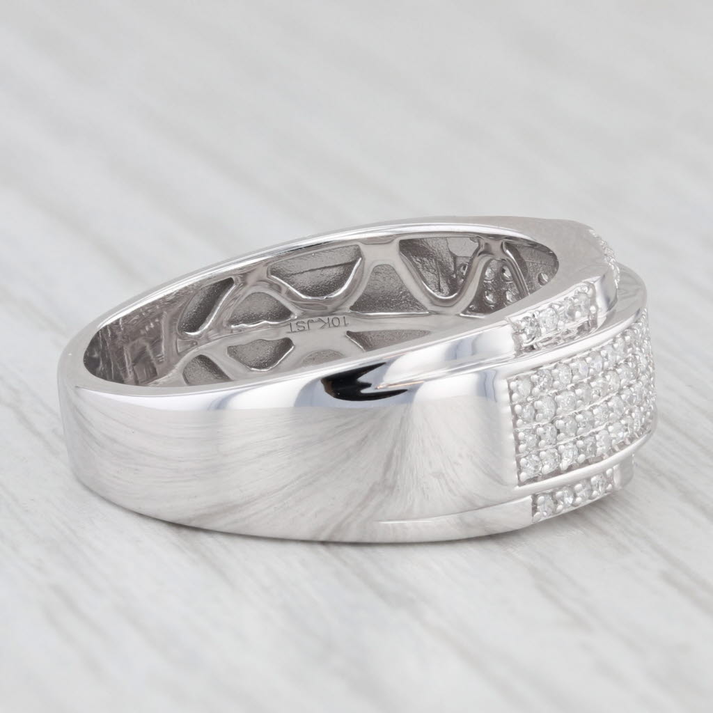 0.45ctw Diamond Men's Ring 10k White Gold Size 10.5 Wedding Band