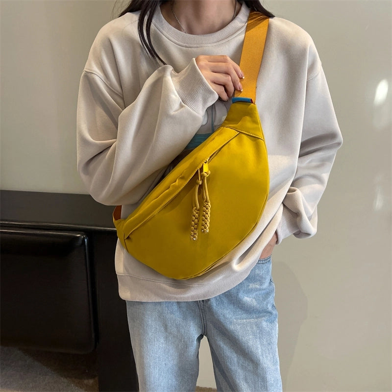 Women's Preppy Style Streetwear Sports Solid Color Canvas Waist Bags