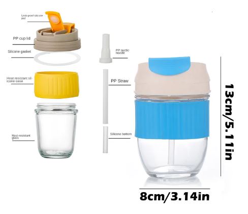 Dual Drink Glass Cup With Straw