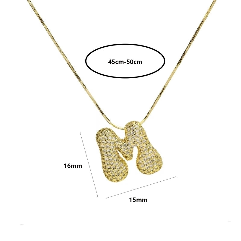Minimalist Classic Style Letter Copper Plating 18K Gold Plated Pendant Necklace