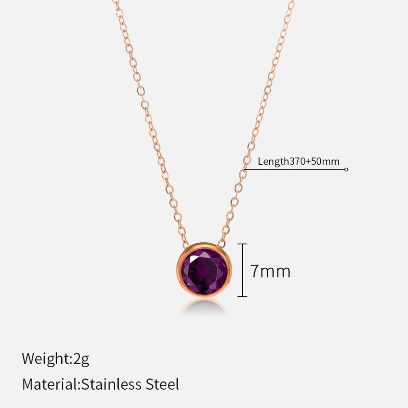 Minimalist Round 304 Stainless Steel Rhinestones Plating Stainless Steel Necklaces