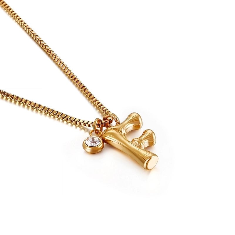 Titanium Steel 18K Gold Plated Minimalist Commute Patchwork Letter Necklace