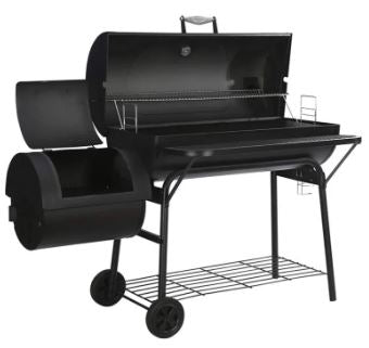 BBQ Charcoal Grill And Offset Smoker For Picnic Garden Terrace Camping Beach Outdoor. Pit Patio Backyard Home Meat Cooker Smoker With 2 Wheels