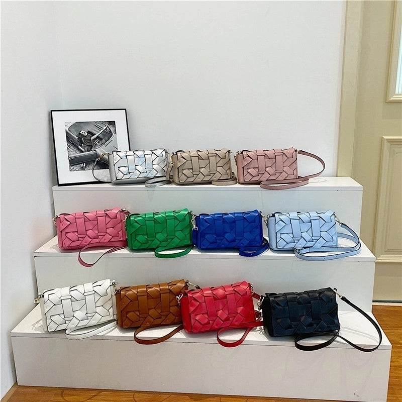 3 Pieces Women'S Pu Leather Solid Color Streetwear Sewing Thread Square Zipper Crossbody Bag