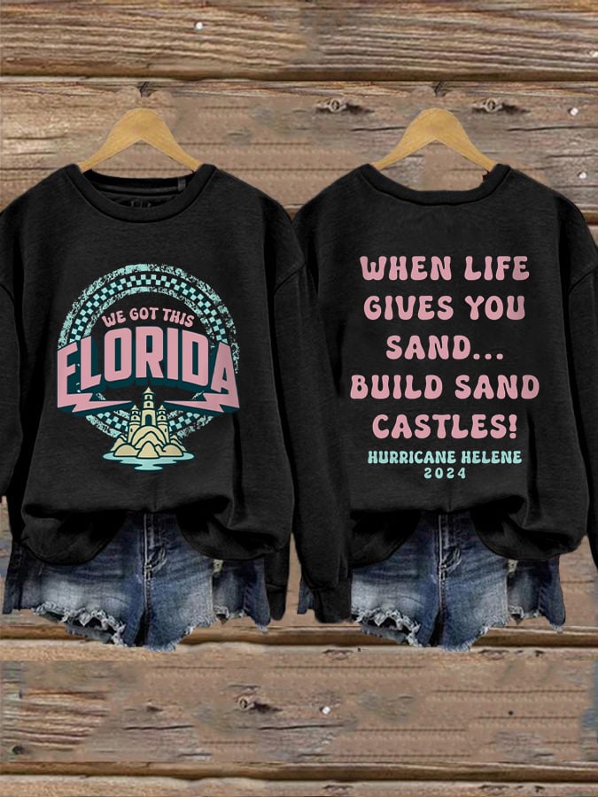 Women's Florida Hurricane Helene 2024 Print Crew Neck Sweatshirt