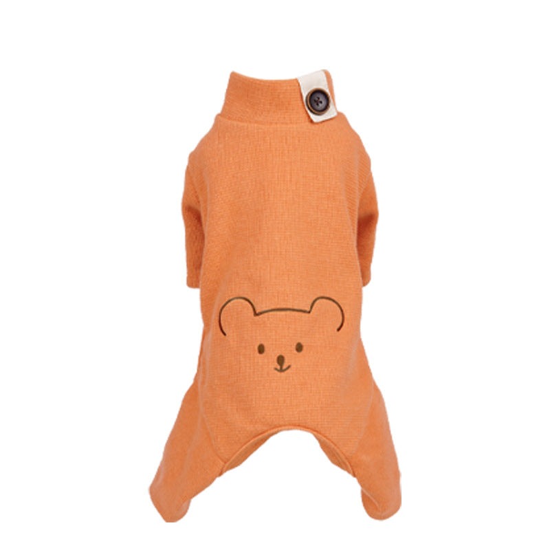 Bear Printed Buttoned Dog Jumpsuits