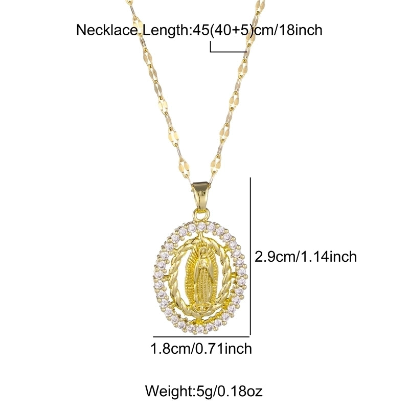3 Pieces Cute Sweet Cross Moon Heart Shape 201 Stainless Steel Zircon 18K Gold Plated Enamel Plating Inlay Pendant Necklace