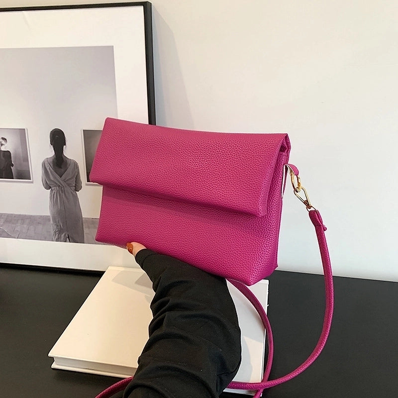 Women's Medium Pu Leather Solid Color Streetwear Square Flip Cover Shoulder Bag Crossbody Bag Square Bag