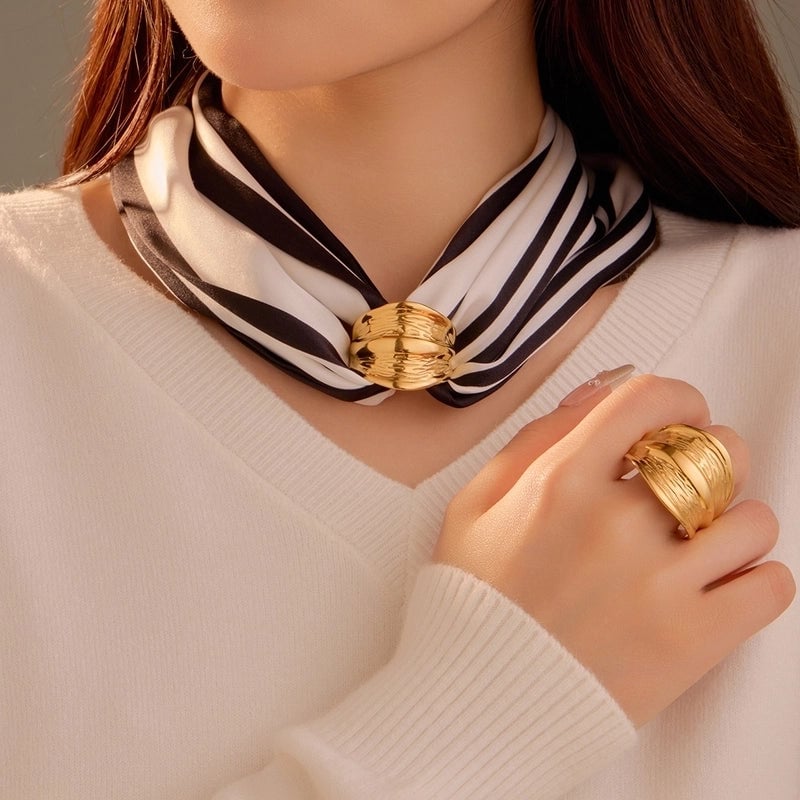 Elegant Geometric Titanium Steel Women's Scarf Ring