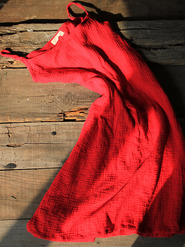 Vintage Solid Color Spaghetti-Neck Loose Sleeveless Mini Dress