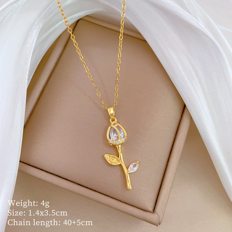 Cartoon East Asia Symbol Lucky Cat Geometric Titanium Steel Diamond Inlay Necklaces