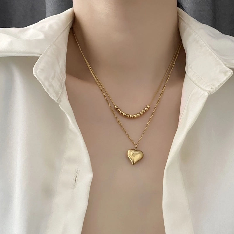 Minimalist Commute Heart Shape Stainless Steel Titanium Steel Titanium Steel 18K Gold Plated Gold Plated Silver Plated Plating Layered Necklaces
