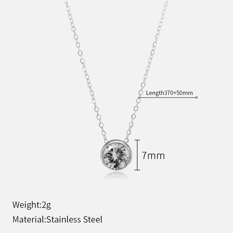 Minimalist Round 304 Stainless Steel Rhinestones Plating Stainless Steel Necklaces