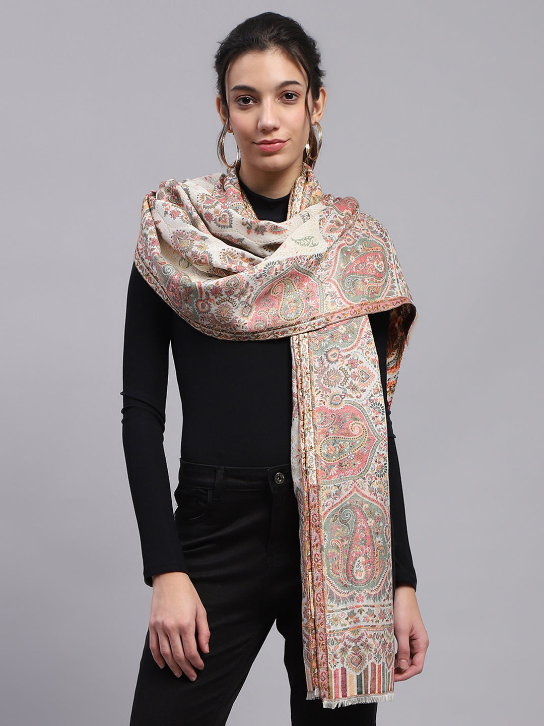 Women Multicolor Self Design Stole