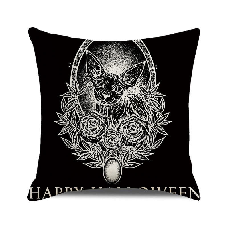 Halloween Retro Punk Palm Skull Cotton Pillow Cases Couch & Sofa Decor