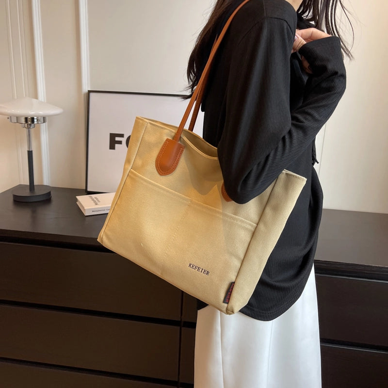 Women's Nylon Solid Color Preppy Style Sewing Thread Zipper Shoulder Bag