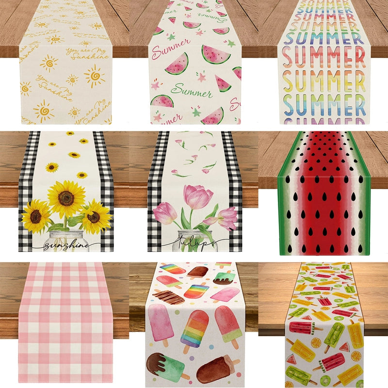 Minimalist Letter Fruit Flower Linen Tablecloths