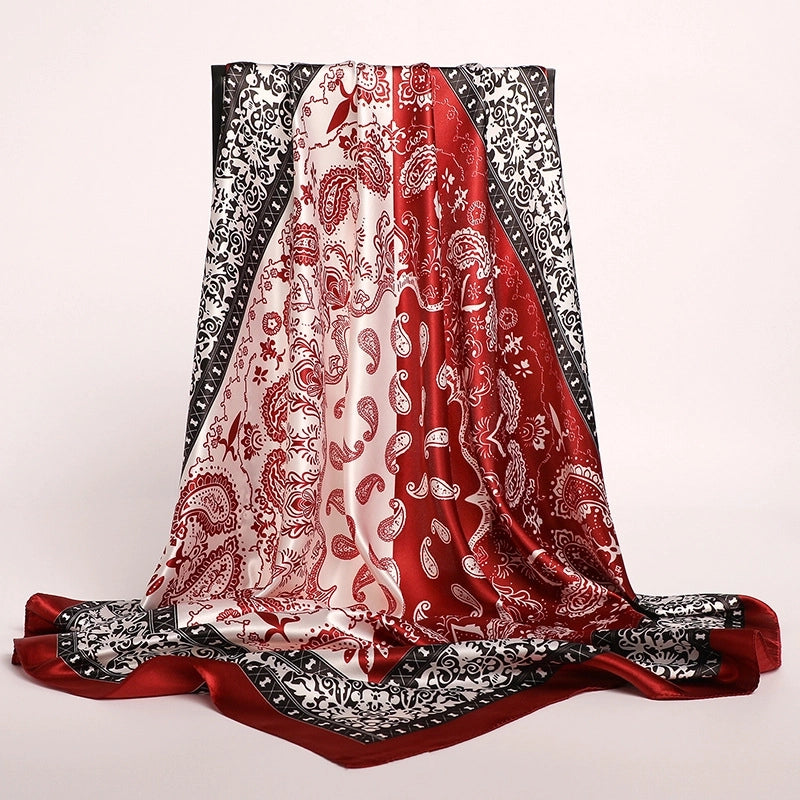 Women's Hip-Hop Streetwear Cashew Nuts Polyester Satin Ethnic Style Silk Scarf