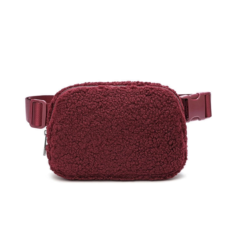 Winter Lambswool Waist Bag Sports Chest Bag Messenger Bag Outdoor Sports Bag Unisex Versatile