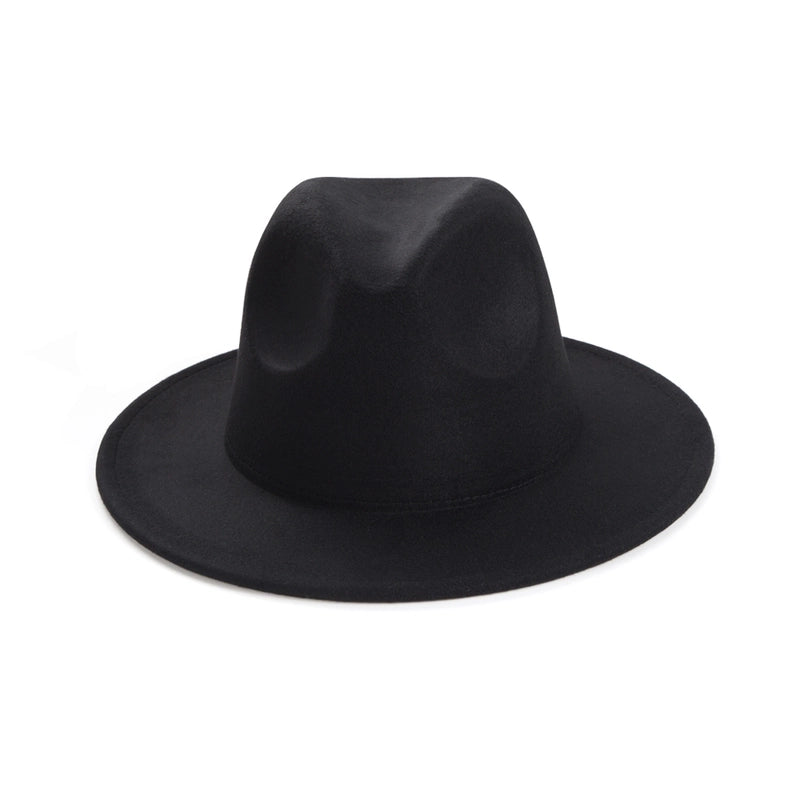 Unisex Elegant Solid Color Big Eaves Fedora Hat