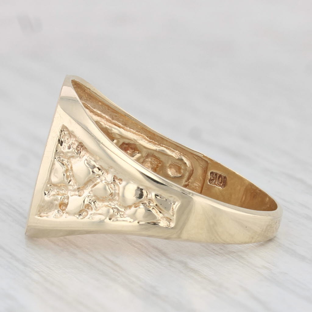 Engravable Signet Ring 10k Yellow Gold Nugget Band Size 10 Men's