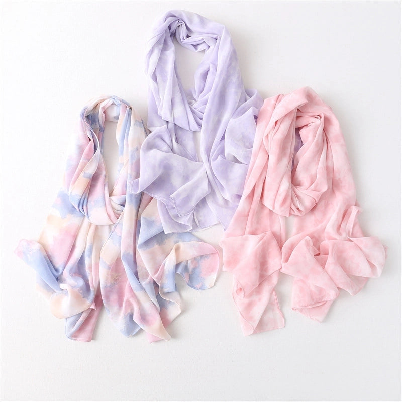 Women's Minimalist Tie Dye Chiffon Scarf