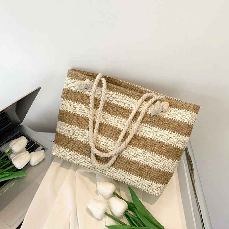 Women's All Seasons Straw Classic Style Shoulder Bag