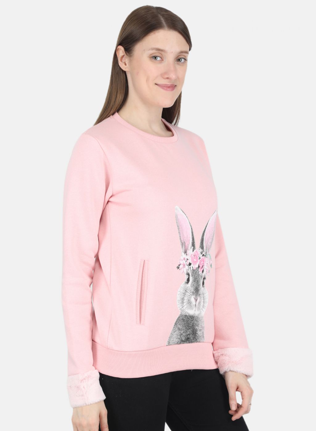 Women Pink Printed Sweatshirt