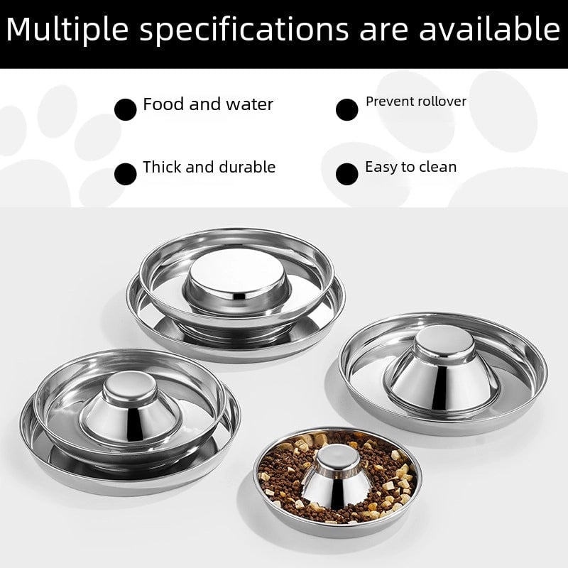 New Anti-pour Stainless Steel Cat Food Plate Bottom Stop Bowl Creative Anti-rust Dog Food Pet Feeding Cat Food Bowl