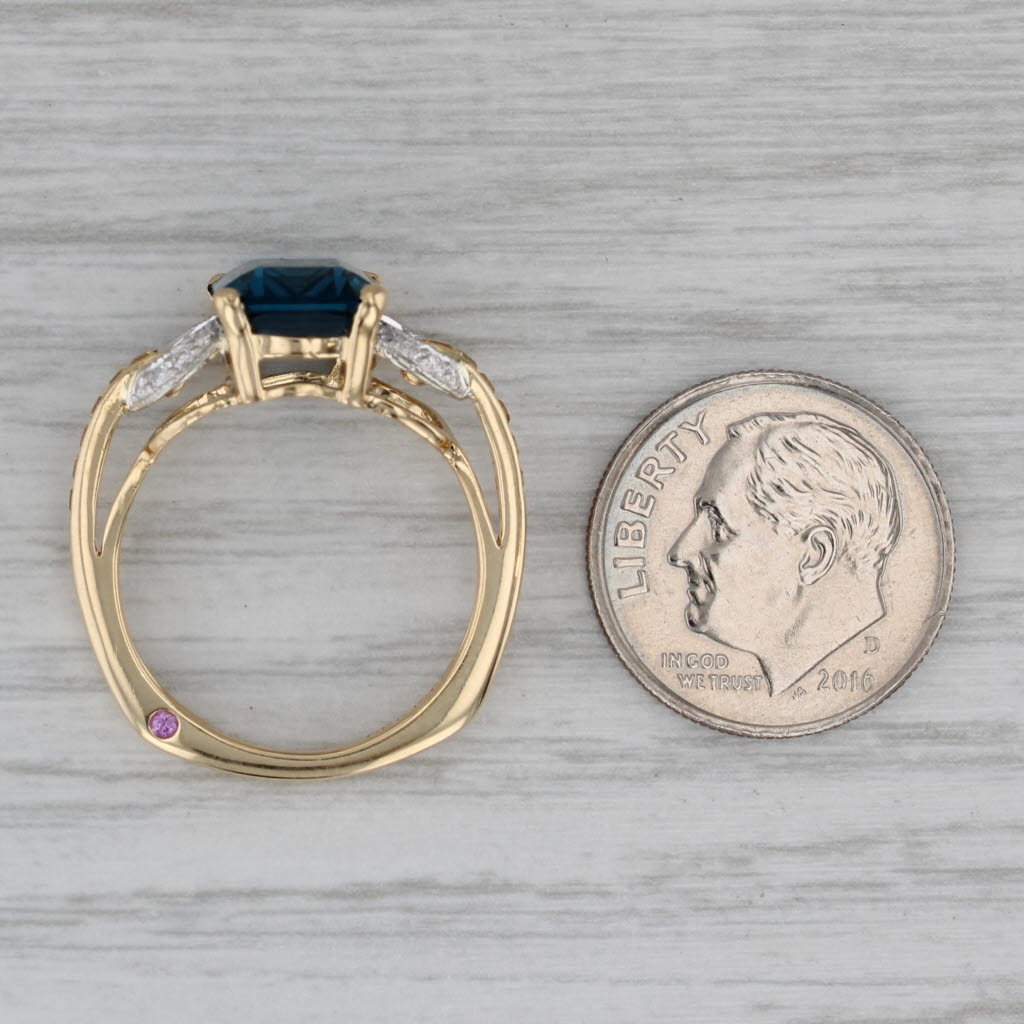 Krementz 3.76ctw Lab Created Blue Spinel Diamond Sapphire Ring 18k Gold Sz 6.75