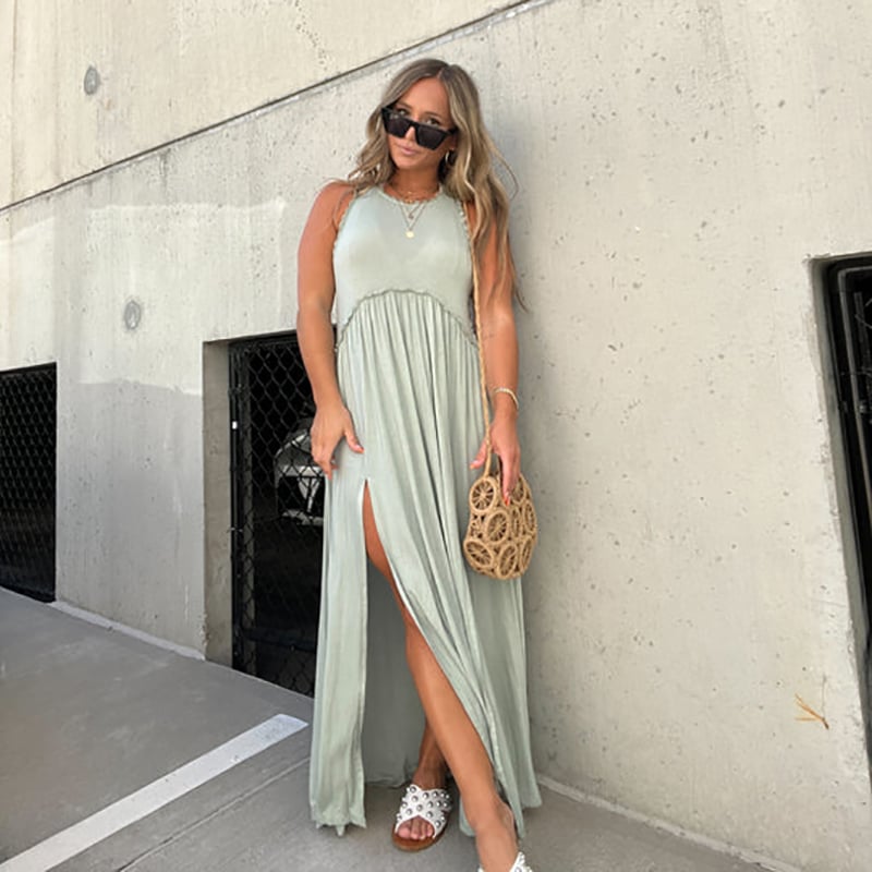 Slit Casual Simple Loose Maxi Long Dress(Buy 2 Free Shipping)