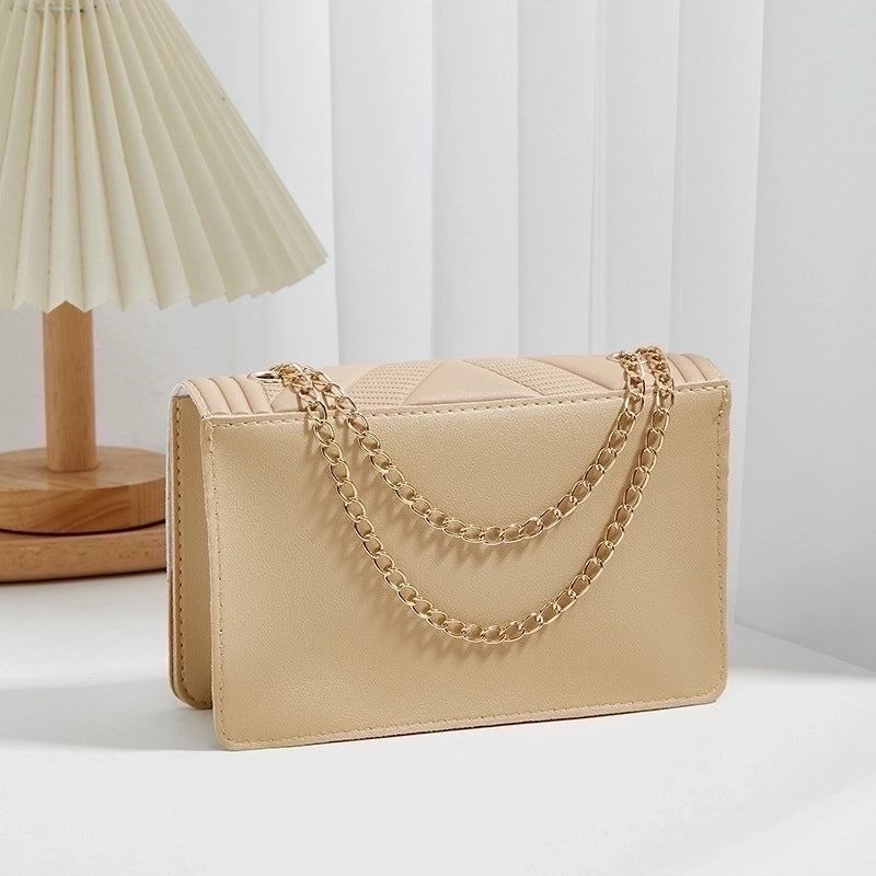 Women's Medium PVC Solid Color Elegant Magnetic Buckle Shoulder Bag