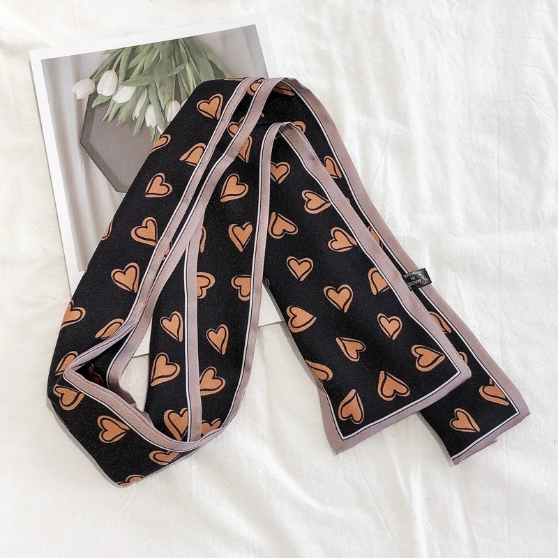 Women's Elegant Sweet Heart Shape Satin Printing Silk Scarf