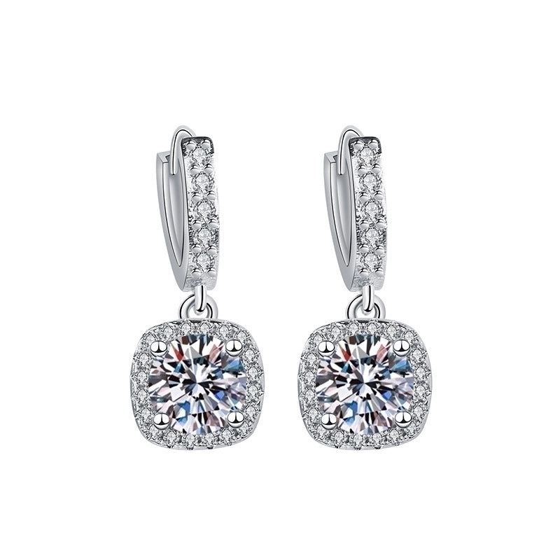 1 Pair Sweet Minimalist Round Heart Shape Bow Knot Plating Inlay Copper Zircon Silver Plated Drop Earrings