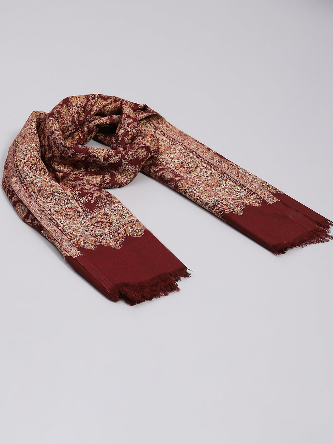 Women Rust Self Design Shawl