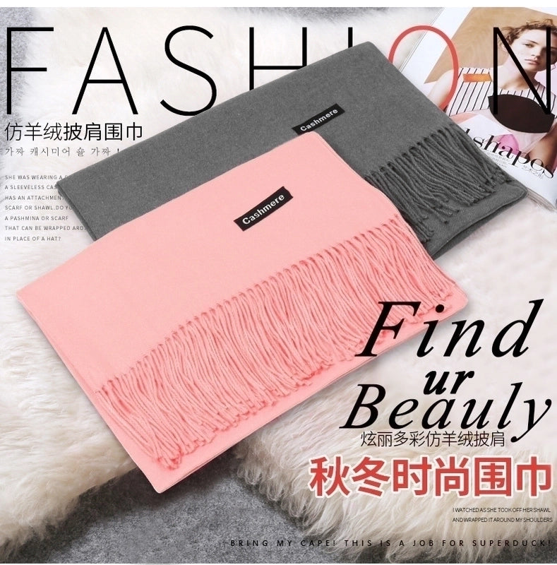 Scarf For Women In Winter Imitation Cashmere Red Dual-use Bib Autumn And Winter