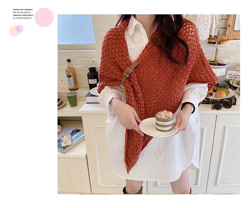 Women's Minimalist Classic Style Solid Color Polyester Shawl
