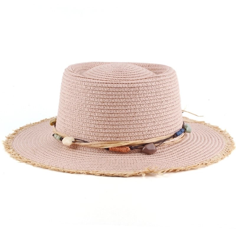 Women's Minimalist Color Block Wide Eaves Straw Hat