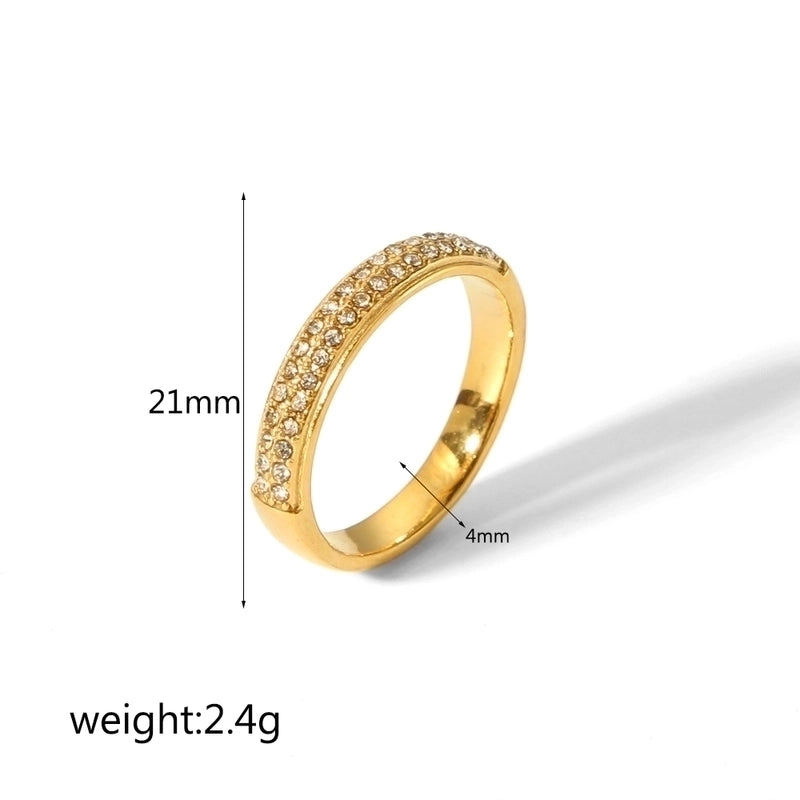 304 Stainless Steel 18K Gold Plated Minimalist Classic Style Plating Inlay Solid Color Zircon Rings