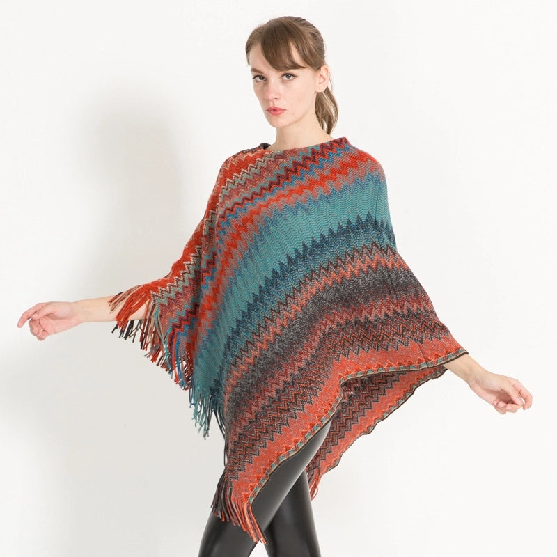 Women's Streetwear Stripe Imitation Cashmere Tassel Shawl