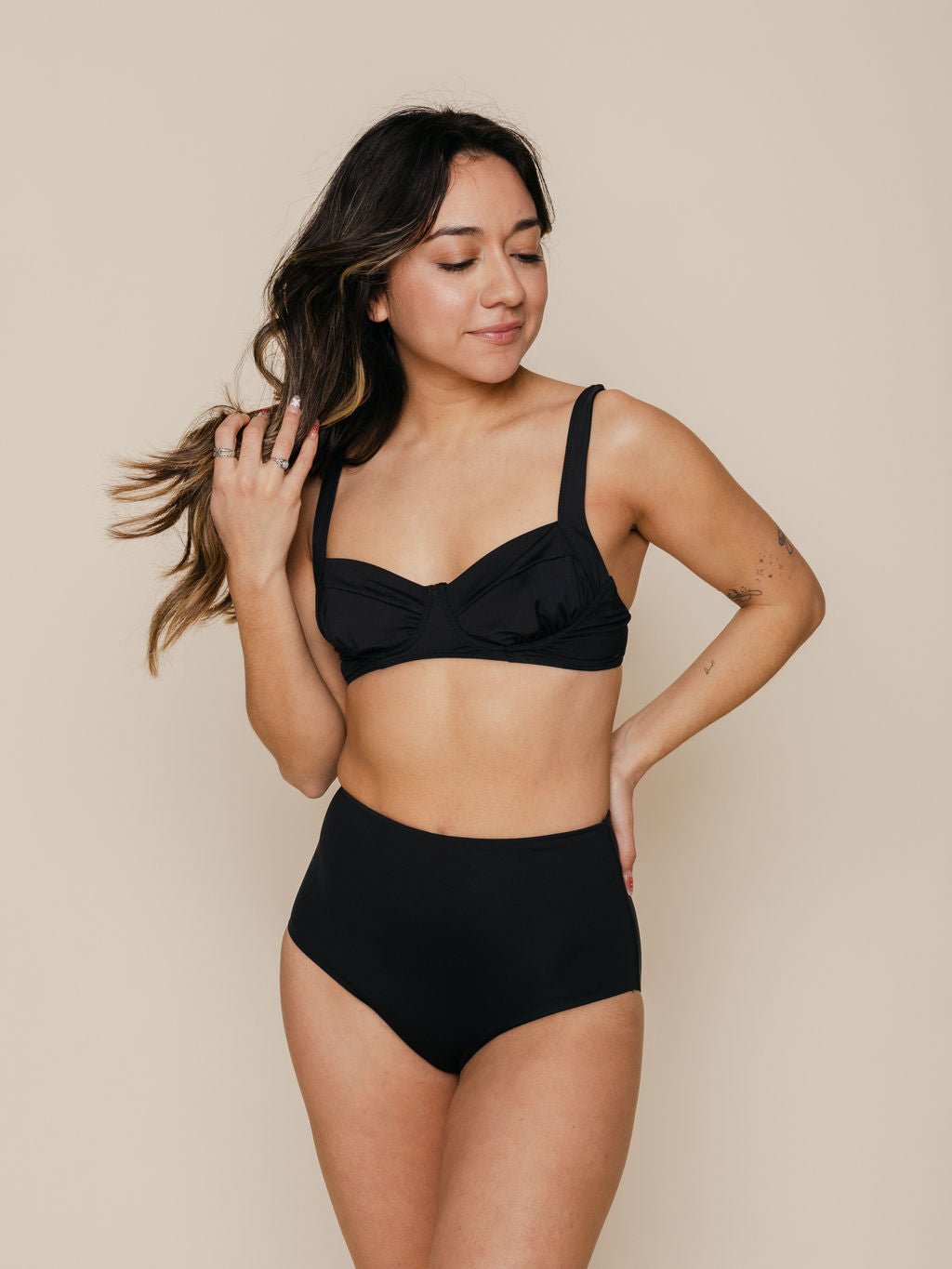 High Waisted Full Coverage Bottoms in Black