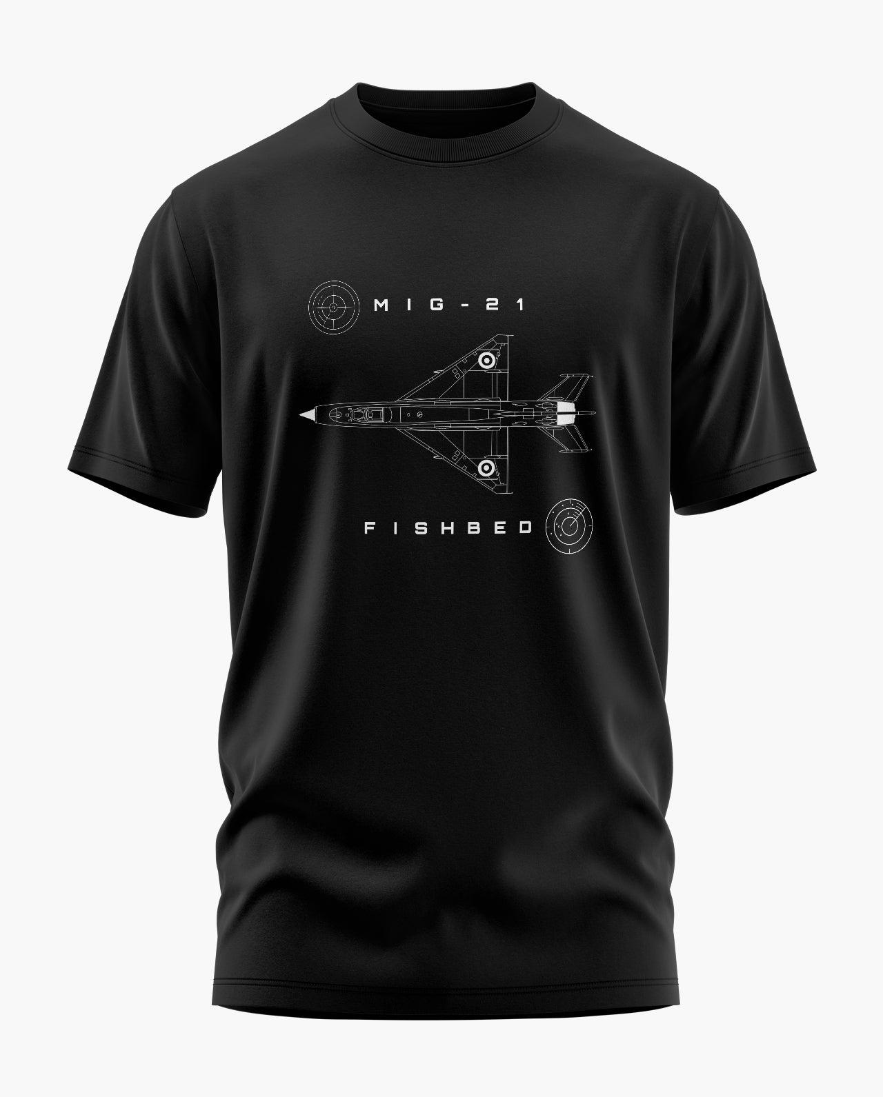 MiG 21 Fishbed Blueprint T-Shirt