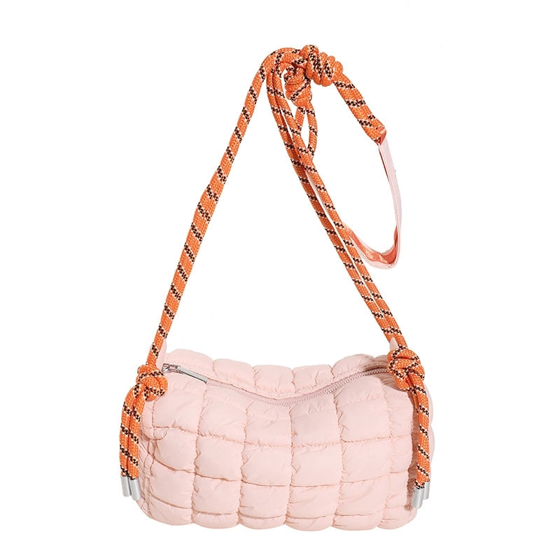 Women's Cotton Plaid Cute Pillow Shape Zipper Cloud Shape Bag
