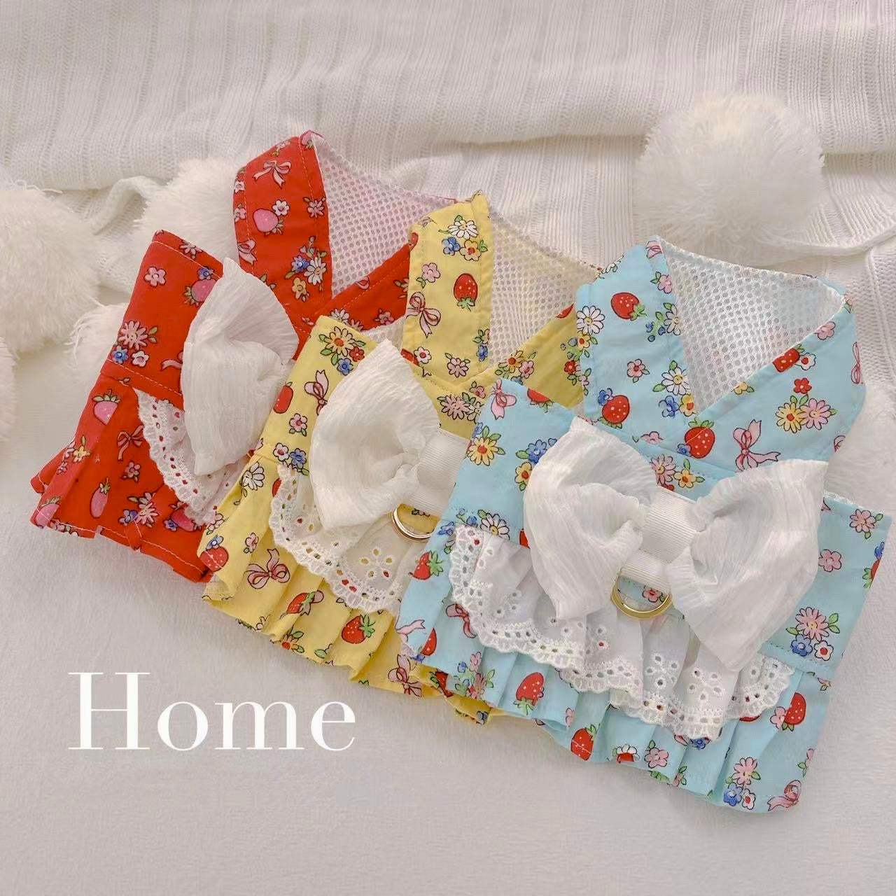 Fruit Printed Lace Bow Dog Harness&Leash