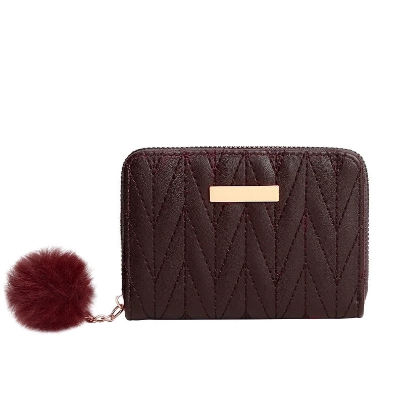Women's Chevron Pu Leather Zipper Coin Purses