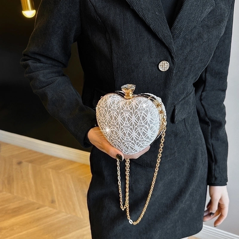 PVC Red Heart Evening Bags