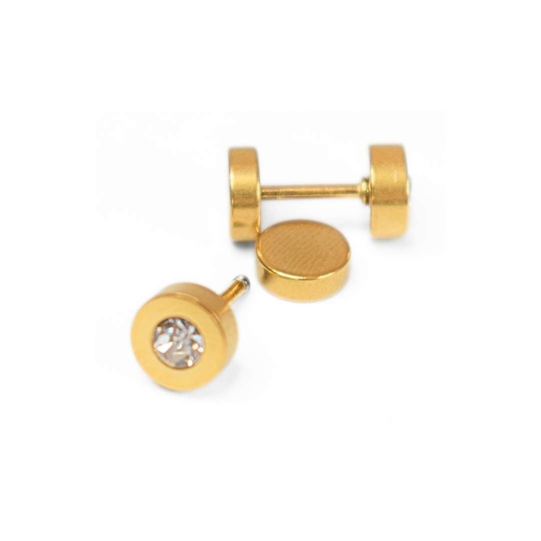 6mm framed diamond studs - Gold